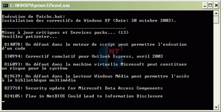 Article n° 49 - Ajout de correctifs Microsoft dans le CD d'instal - 20 correctifs dans cd windows xp