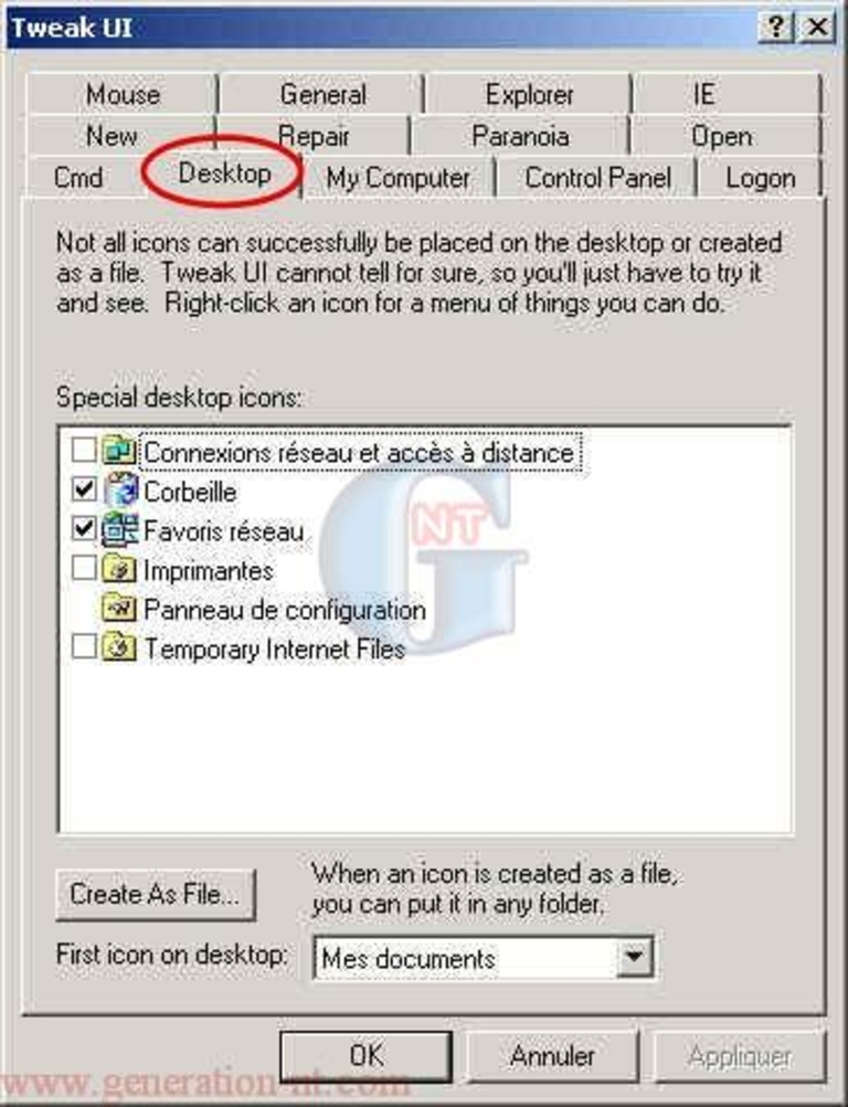 Article n° 54 - Installation et description de Tweak UI - 2