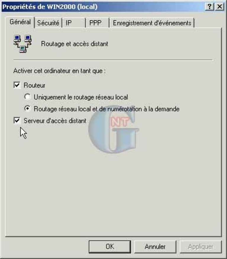 Article n° 56 - Configuration du serveur d?accès distant VPN - 14 - configuration VPN