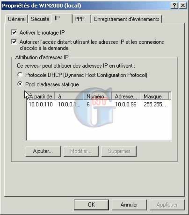 Article n° 56 - Configuration du serveur d?accès distant VPN - 15 - configuration VPN