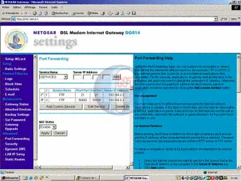 Article n° 57 - Créer un serveur FTP : routeur Netgear DG814 - 10- netgear