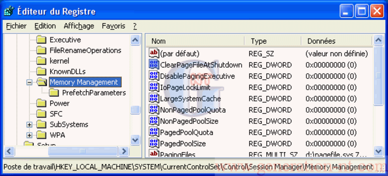 Article n° 42 - Vider le contenu du fichier d'&eacute;change en quittant Windows (Win NT / 2000 / XP) - 1