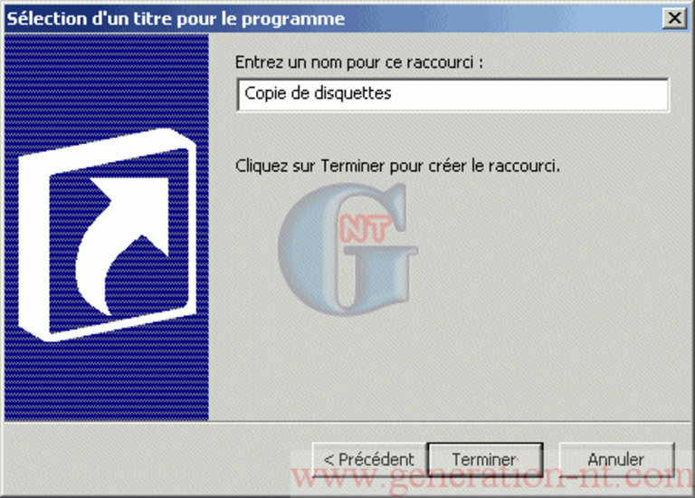 Article n° 64 - Cr&eacute;er un raccourci sur le bureau pour copier vos disquettes - 2