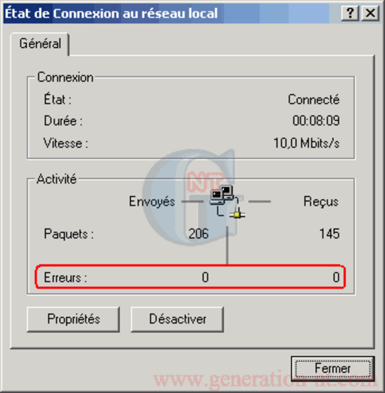 Article n° 85 - Afficher le nombre d'erreurs r&eacute;seau pour une connexion r&eacute;seau (Win 2000 / XP) - 1