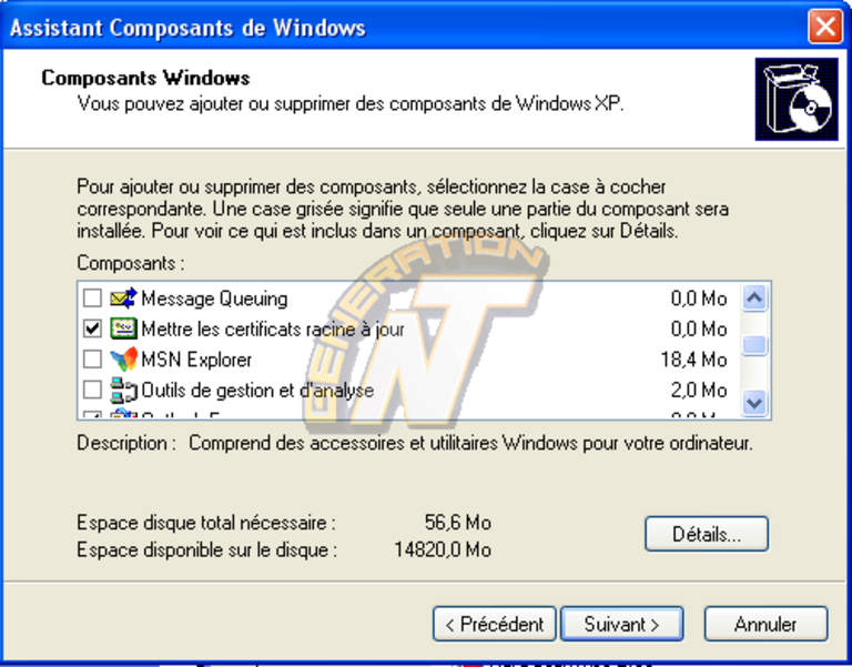Article n° 65 - Guide d'optimisation de Windows XP - composants