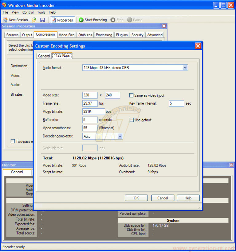 Article n° 90 - Configuration Services Windows Media - W2K Server - Encodeur - Compression - Avancé Details