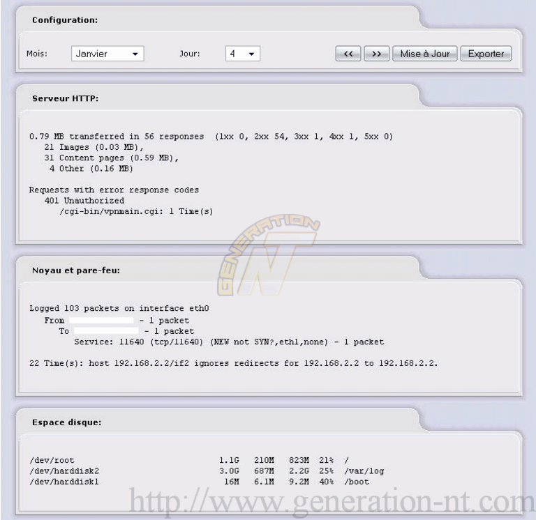 Article n° 105 - Firewall IPCop : interface web d'administration - IPcop2 : Journaux - Résumé des journaux