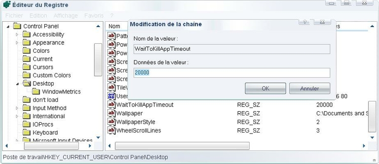 regedit - WaitToKillAppTimeout