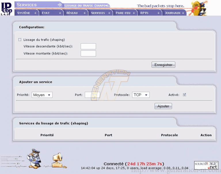 IPCop : Lissage de trafic (Shapping)