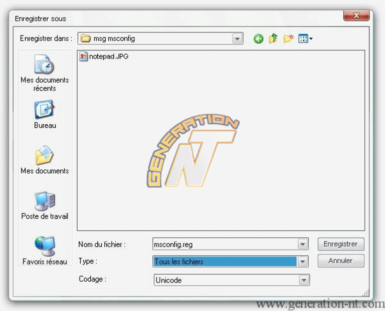 notepad - enregistrer sous