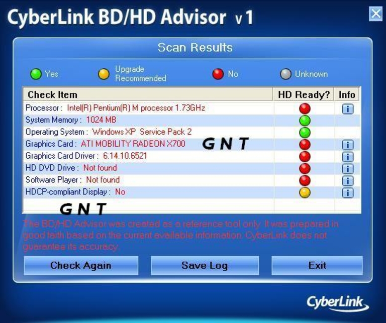 Cyberlink BD/HD Advisor test HD-DVD