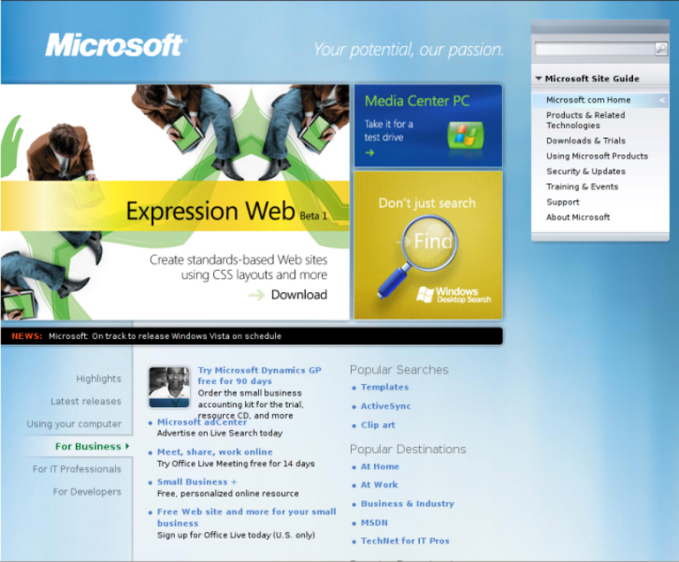 Microsoft - Site Web (preview)
