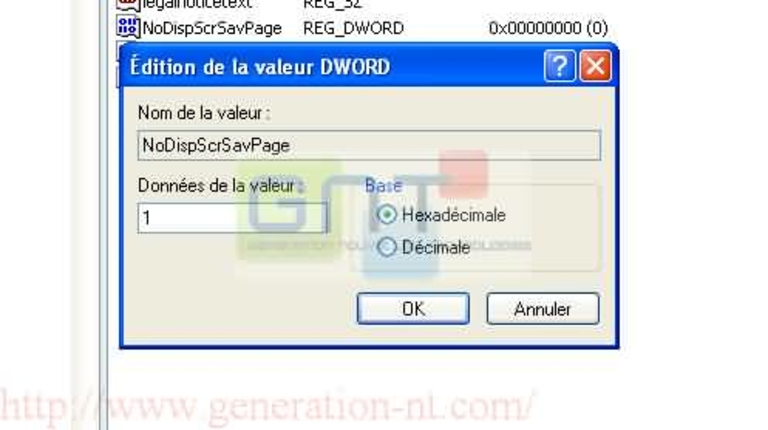 Modification de la clé DWORD