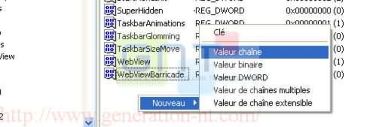 Création de la valeur chaîne
