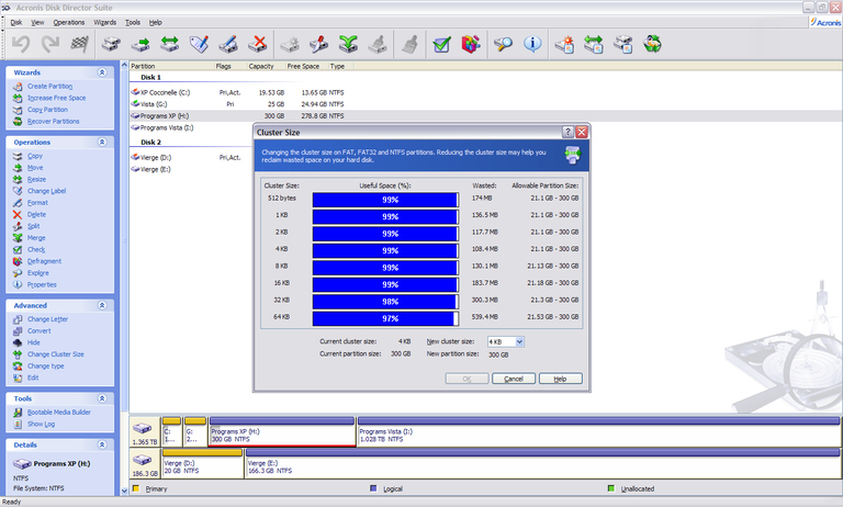 Cluster Size Disk Director