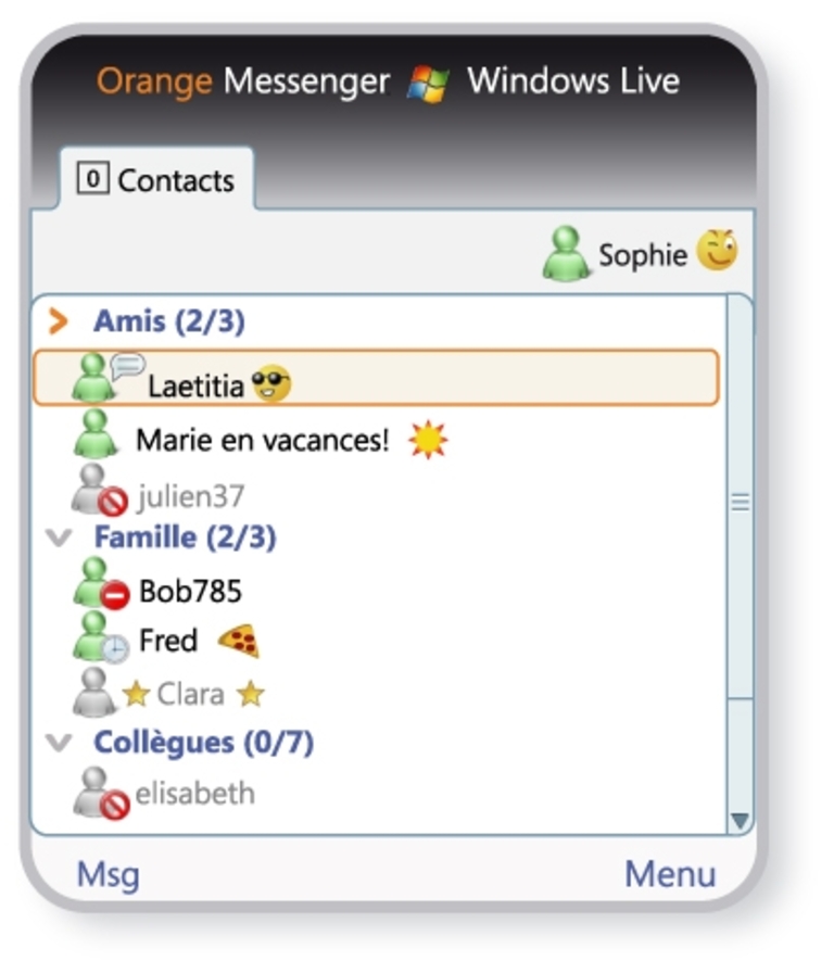 Orange Messenger by Windows Live ; capture 1