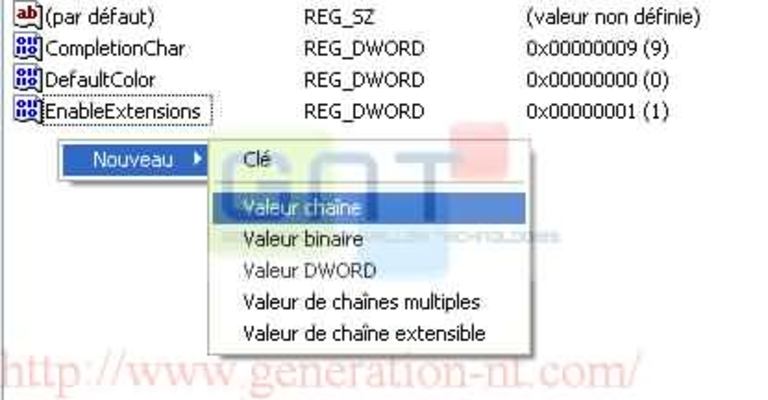 Création de la valeur chaîne