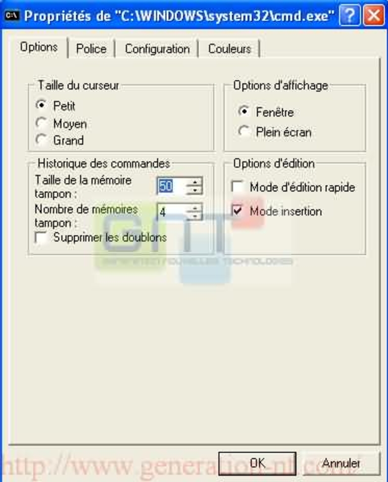 Modification de la mémoire tampon