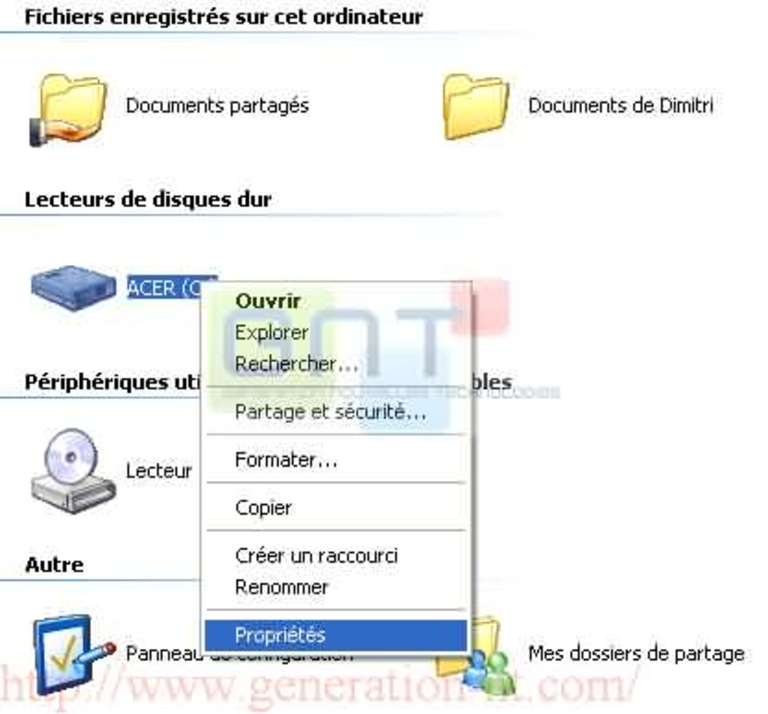 Sélection du disque dur