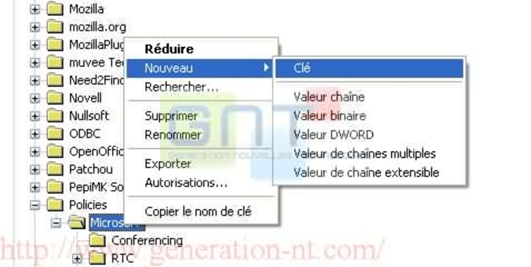 Création de la nouvelle clé