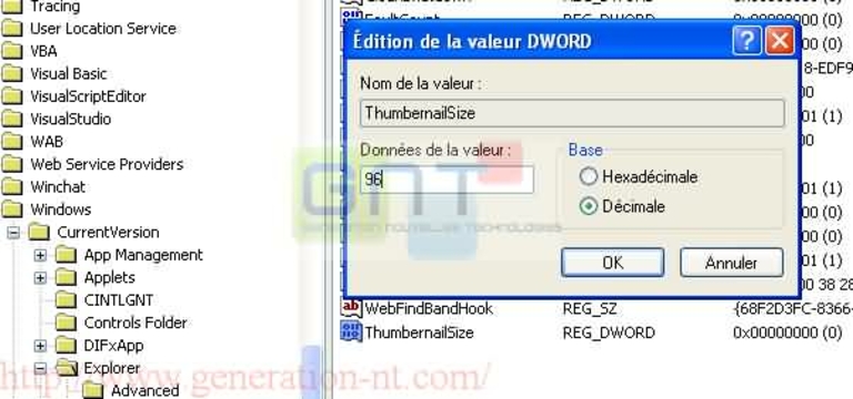 Modification de la clé DWORD
