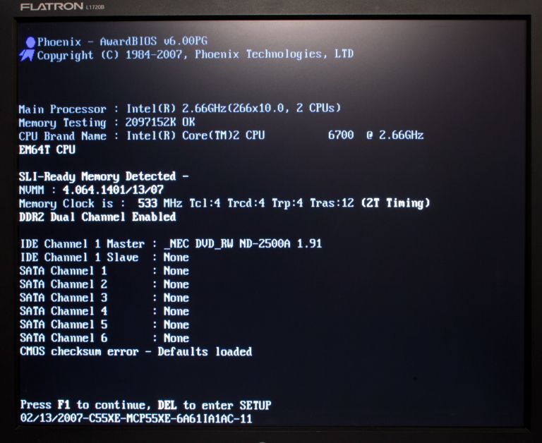 CMOS checksum error