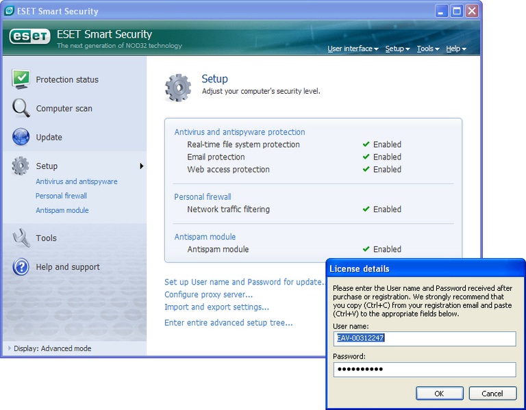 ESET Smart Security password