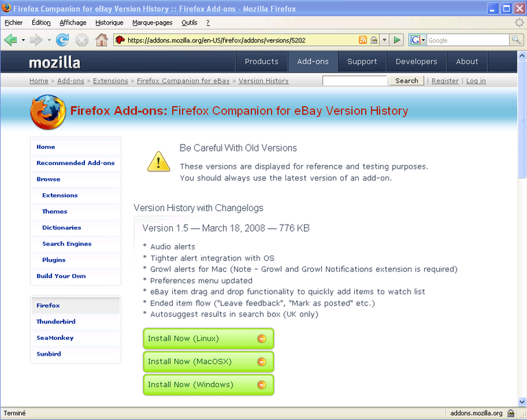 eBay Firefox 1