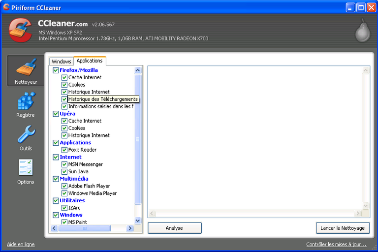 CCleaner 2.06.567 Nettoyeur