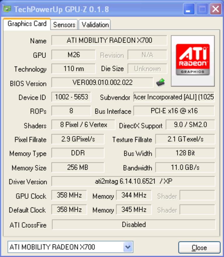 GPU-Z 0.1.8 logiciel