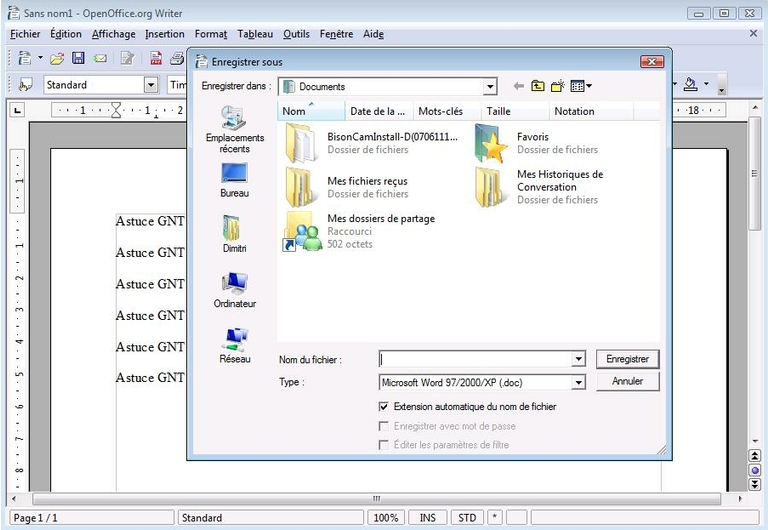OpenOffice formats d