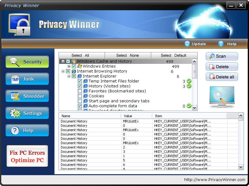 Privacy Winner screen 2