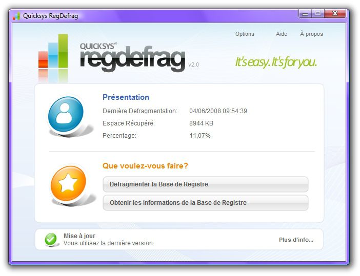 Quicksys RegDefrag screen 2
