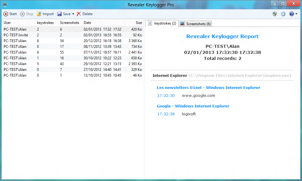 Revealer Keylogger Free screen1