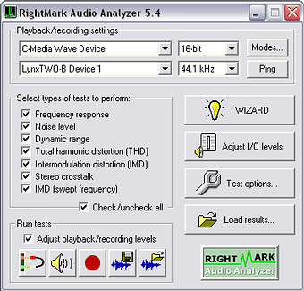 RightMark Audio Analyzer screen2