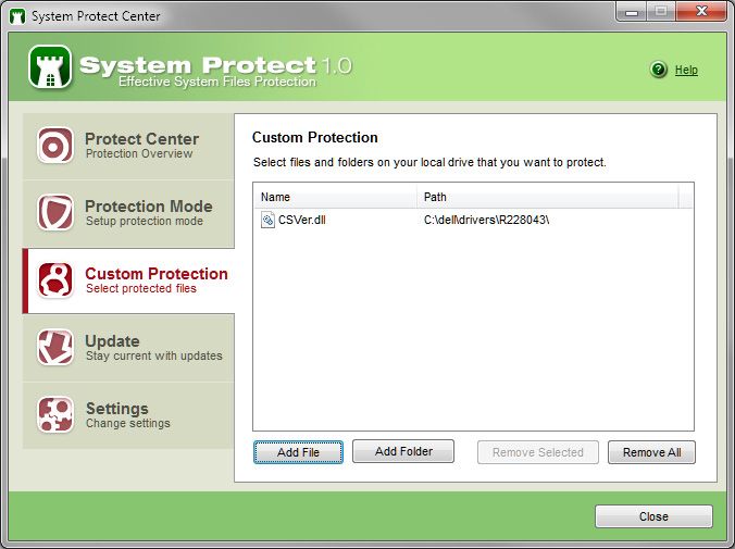 System Protect screen1