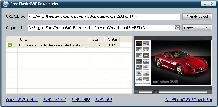 ThunderSoft Free SWF Downloader screen2