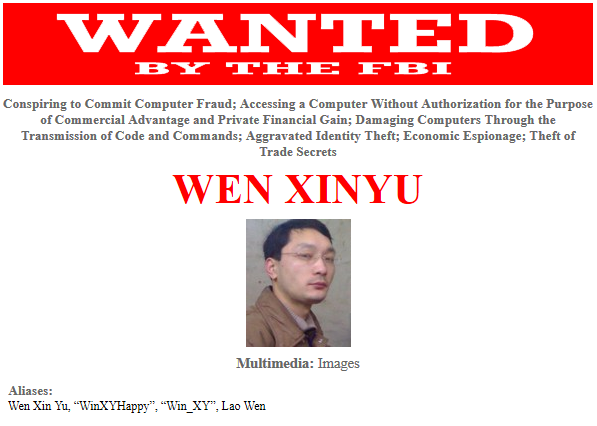 USA-FBI-Chine-officiers-hackers-Wen-Xinyu