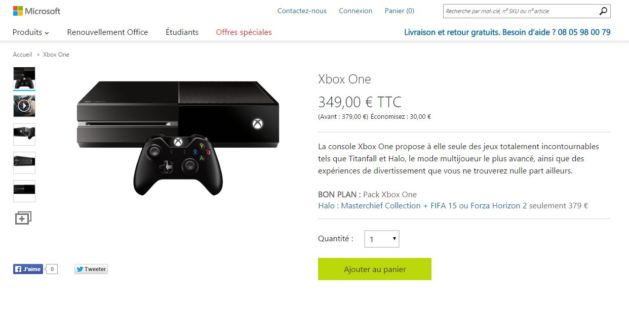 Xbox One Microsoft 350 euros