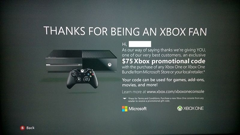 Xbox One promotion Xbox Live