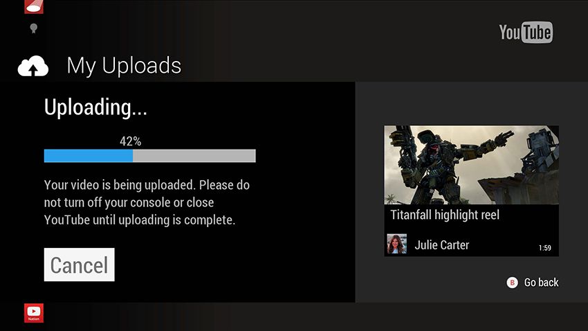 Xbox One YouTube upload