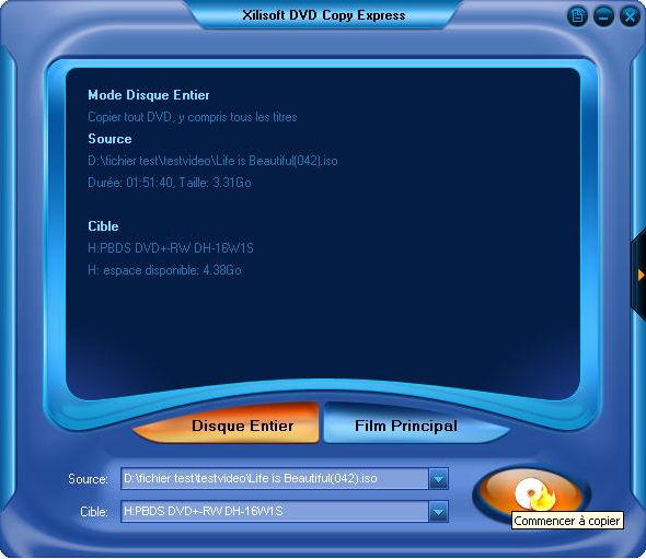 Xilisoft DVD Copy Express screen