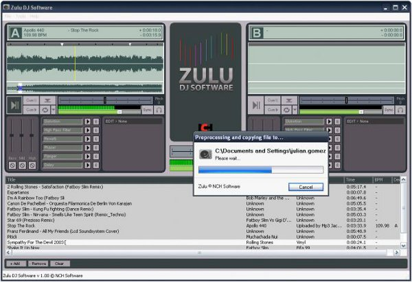Zulu DJ software screen 1