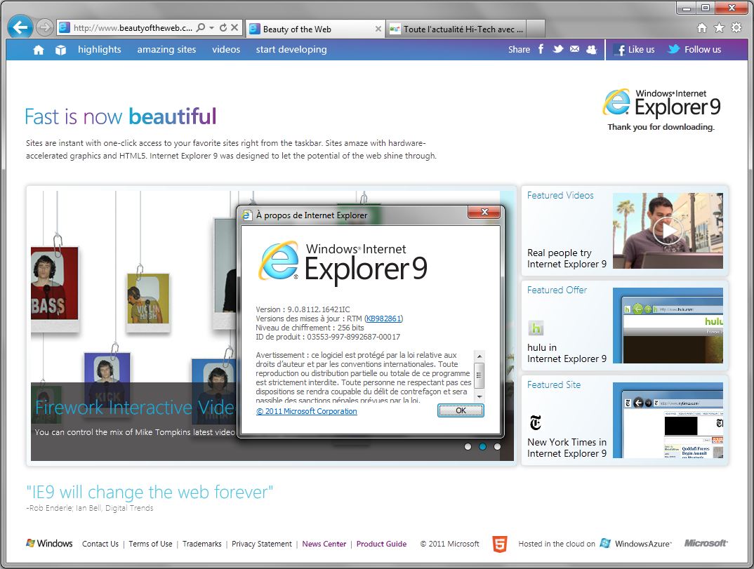 Эксплорер 9.0. Internet Explorer 9.