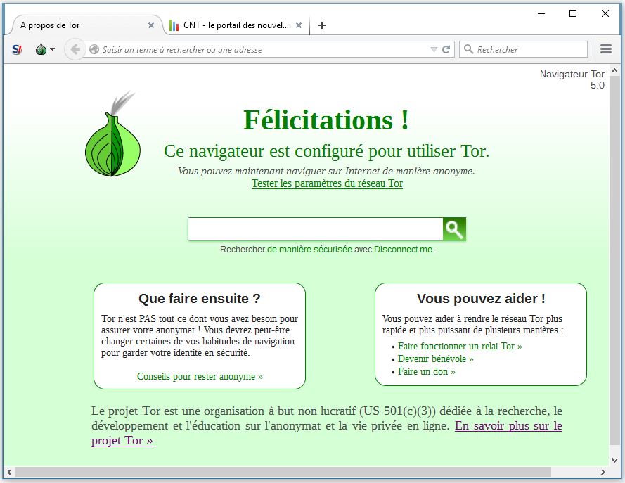 Le navigateur Tor en version 5.0