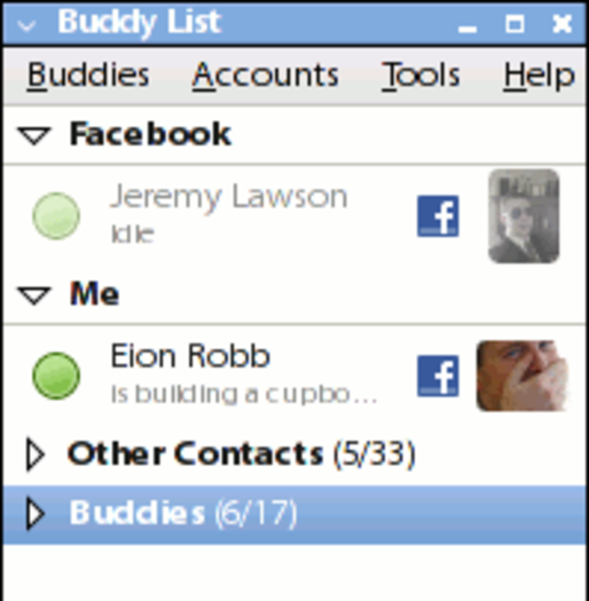 Facebook Chat for Pidgin Screen