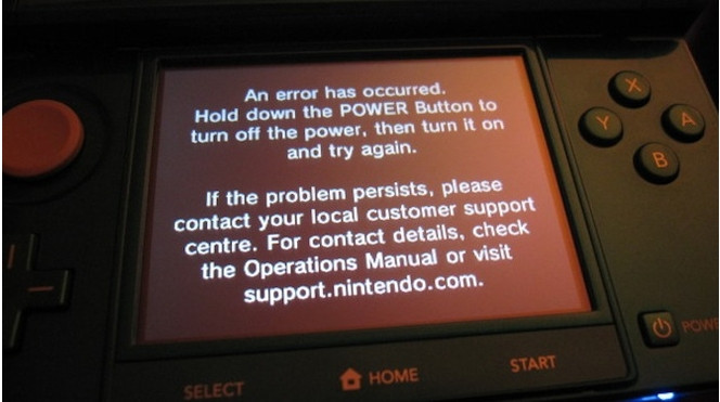 Nintendo 3DS - Ã©cran noir d'erreur