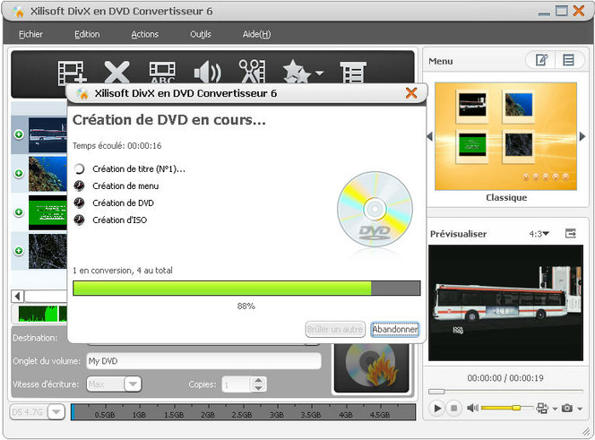 Xilisoft DivX to DVD Converter screen