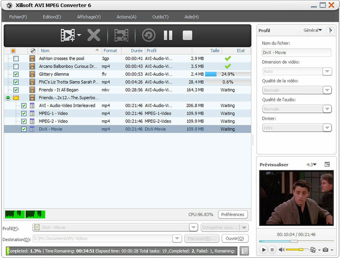 Xilisoft AVI MPEG Converter screen
