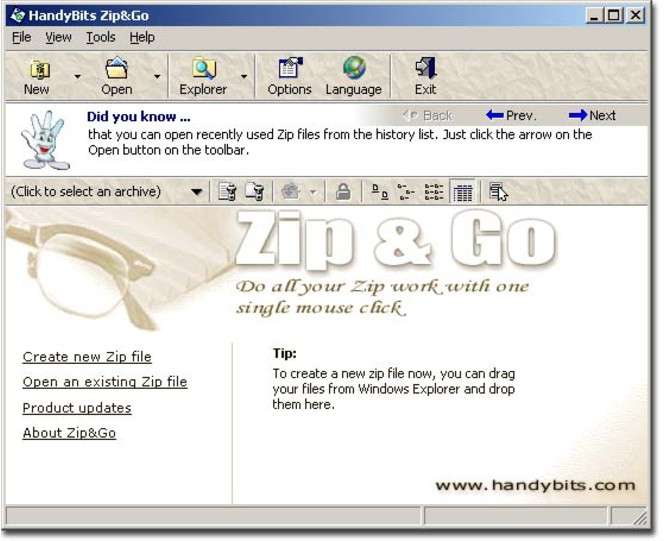 handybits_Zip&go screen